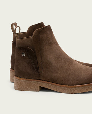 BOTTINES EN CUIR MOKA AVEC ÉLASTIQUES ANNA