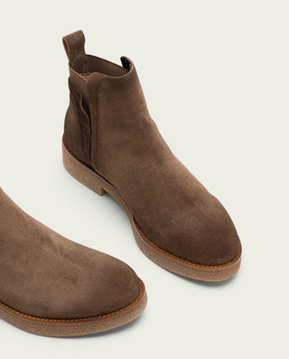 BOTTINES EN CUIR MOKA AVEC ÉLASTIQUES ANNA