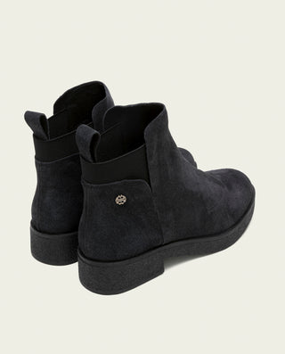 BOTTINES EN CUIR CHARBON AVEC ÉLASTIQUES ANNA