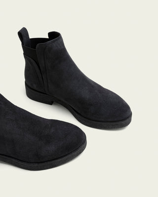 BOTTINES EN CUIR CHARBON AVEC ÉLASTIQUES ANNA