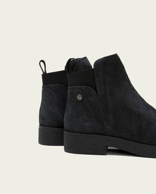 BOTTINES EN CUIR CHARBON AVEC ÉLASTIQUES ANNA
