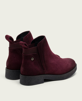 BOTTINES EN CUIR BOURDEAUX AVEC ÉLASTIQUES ANNA