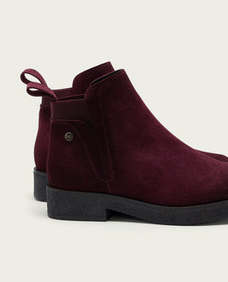BOTTINES EN CUIR BOURDEAUX AVEC ÉLASTIQUES ANNA