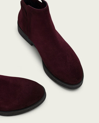 BOTTINES EN CUIR BOURDEAUX AVEC ÉLASTIQUES ANNA