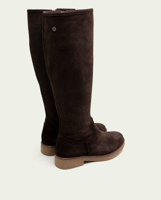 BOTTES HAUTES EN CUIR MOKA AVEC FERMETURE ÉCLAIR ÁGATE