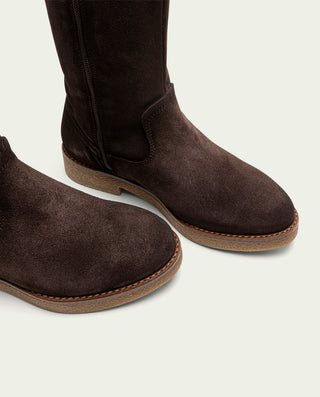BOTTES HAUTES EN CUIR MOKA AVEC FERMETURE ÉCLAIR ÁGATE