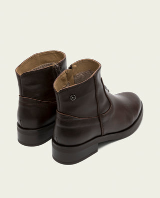 BOTTINES EN CUIR MOKA AVEC FERMETURE ÉCLAIR BÁRBARA