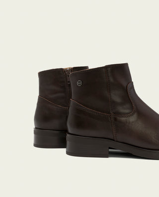 BOTTINES EN CUIR MOKA AVEC FERMETURE ÉCLAIR BÁRBARA