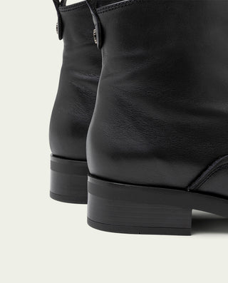BOTTINES EN CUIR NOIR AVEC ÉCLAIR CENTRALE BEATRIZ