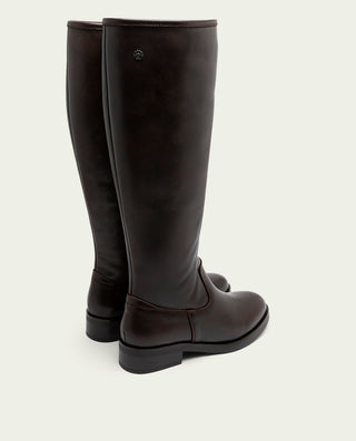 BOTTES HAUTES EN CUIR MOKA AVEC FERMETURE ÉCLAIR BELÉN