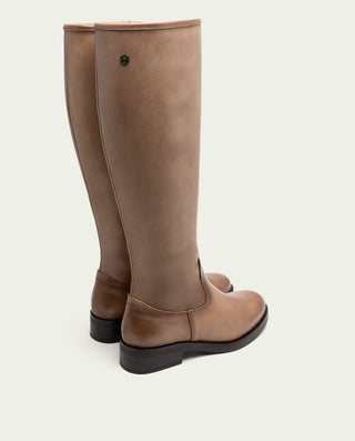 BOTTES HAUTES EN CUIR TAUPE AVEC FERMETURE ÉCLAIR BELÉN