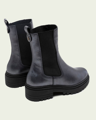 BOTTINES EN CUIR MÉTALLISÉ MOKA AVEC ÉLASTIQUES CAMILA