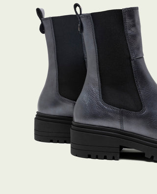 BOTTINES EN CUIR MÉTALLISÉ MOKA AVEC ÉLASTIQUES CAMILA