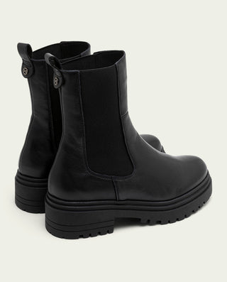 BOTTINES EN CUIR NOIRS AVEC ÉLASTIQUES CAROL