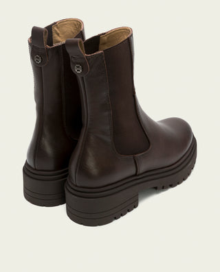 BOTTINES EN CUIR MOKA AVEC ÉLASTIQUES CAROL