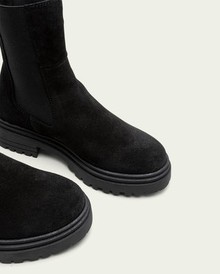 BOTTINES EN DAIM NOIR AVEC ÉLASTIQUES CELESTE