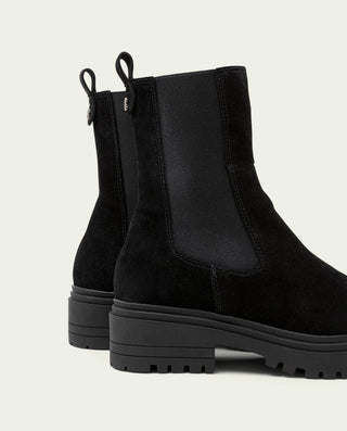 BOTTINES EN DAIM NOIR AVEC ÉLASTIQUES CELESTE