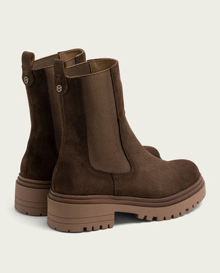 BOTTINES EN DAIM MOKA AVEC ÉLASTIQUES CELESTE