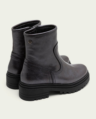 BOTTINES EN CUIR MÉTALLISÉ MOKA AVEC FERMETURE ÉCLAIR CINTIA