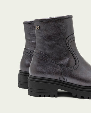 BOTTINES EN CUIR MÉTALLISÉ MOKA AVEC FERMETURE ÉCLAIR CINTIA