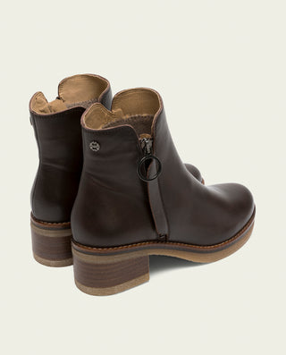 BOTTINES EN CUIR MOKA AVEC ÉCLAIR DELIA