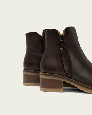 BOTTINES EN CUIR MOKA AVEC ÉCLAIR DELIA
