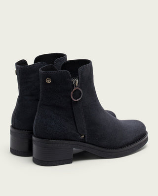 BOTTINES EN CUIR CHARBON AVEC ÉCLAIR DIANA