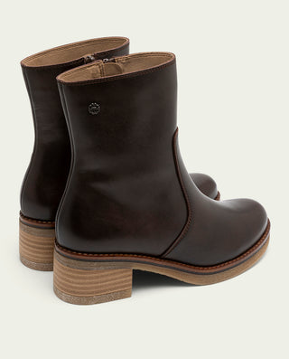 BOTTINES EN CUIR MOKA AVEC FERMETURE ÉCLAIR DENISE