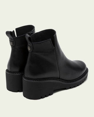BOTTINES EN CUIR COMPENSÉE AVEC ÉCLAIR NOIR ELENA