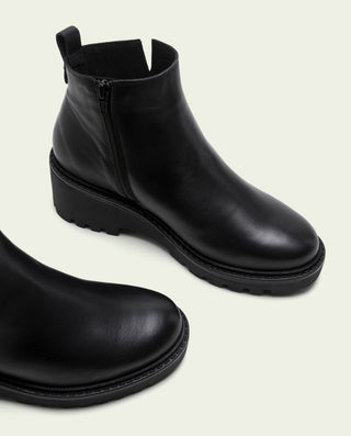 BOTTINES EN CUIR COMPENSÉE AVEC ÉCLAIR NOIR ELENA