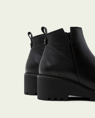 BOTTINES EN CUIR COMPENSÉE AVEC ÉCLAIR NOIR ELENA