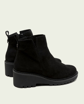 BOTTINES EN CUIR À SEMELLE COMPENSÉE NOIR ELISA