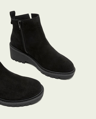BOTTINES EN CUIR À SEMELLE COMPENSÉE NOIR ELISA