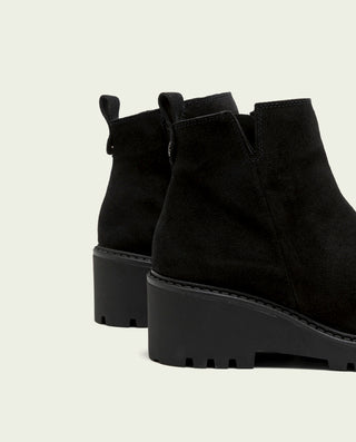 BOTTINES EN CUIR À SEMELLE COMPENSÉE NOIR ELISA