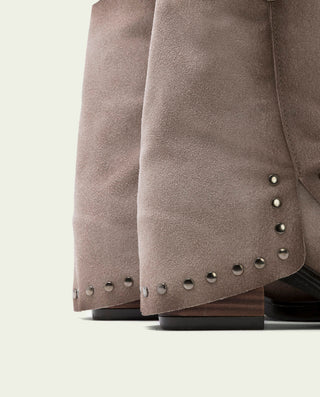 BOTTES COWBOY EN CUIR TAUPE AVEC FERMETURE ÉCLAIR HEIDI