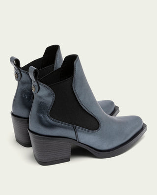 BOTTINES COWBOY EN CUIR PLOMBÉ FANNY