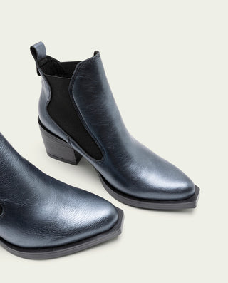BOTTINES COWBOY EN CUIR PLOMBÉ FANNY