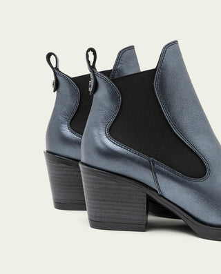 BOTTINES COWBOY EN CUIR PLOMBÉ FANNY