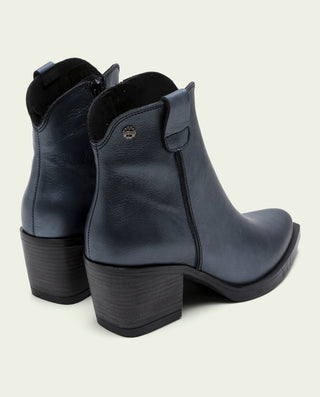 BOTTINES COWBOY EN CUIR MÉTALLISÉ PLOMB FÁTIMA