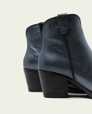 BOTTINES COWBOY EN CUIR MÉTALLISÉ PLOMB FÁTIMA