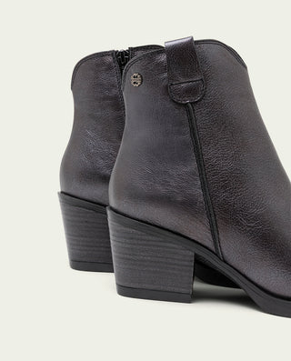 BOTTINES COWBOY EN CUIR MÉTALLISÉ MOKA FÁTIMA