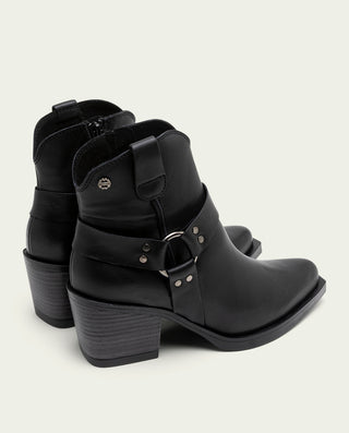 BOTTINES EN CUIR NOIR AVEC ÉCLAIR FABIANA