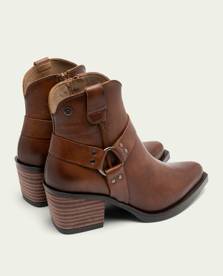 BOTTINES COWBOY EN CUIR CUIR AVEC ÉCLAIR FABIANA
