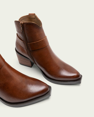 BOTTINES COWBOY EN CUIR CUIR AVEC ÉCLAIR FABIANA