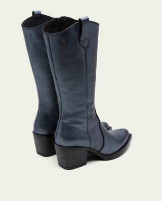 BOTTES COWBOY EN CUIR MÉTALLISÉ PLOMB FABILA