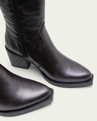BOTTES COWBOY EN CUIR MOKA MÉTALLISÉ FABILA