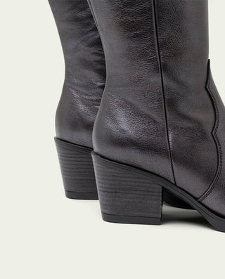 BOTTES COWBOY EN CUIR MOKA MÉTALLISÉ FABILA
