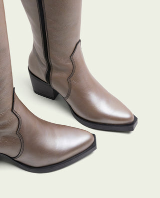 BOTTES COWBOY EN CUIR PLATINE FABILA