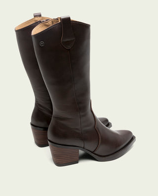 BOTTES COWBOY EN CUIR MOKA FLORA