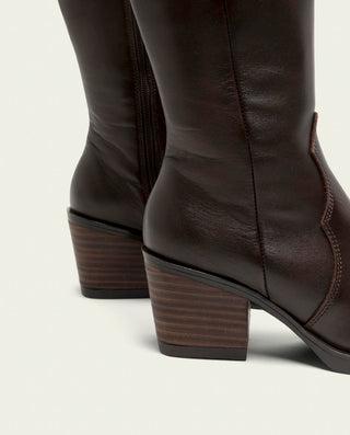 BOTTES COWBOY EN CUIR MOKA FLORA